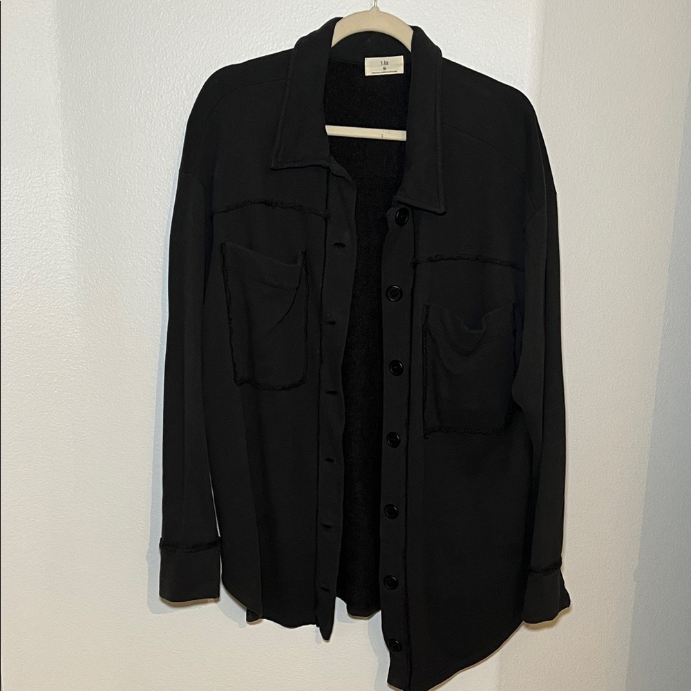 Anthropologie T.La Charcoal Knit Shacket